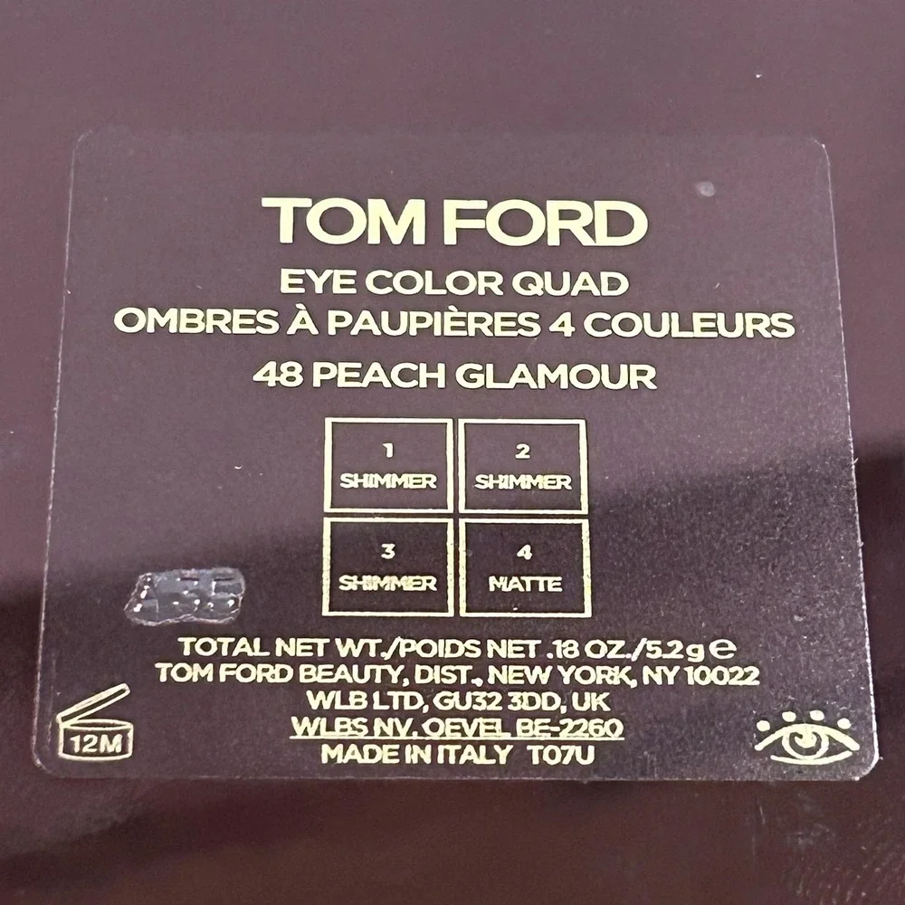 Tom Ford Eye Color Quad 48 Peach Glamour 0.18oz 5.2g Shimmer Matte Eyeshadow